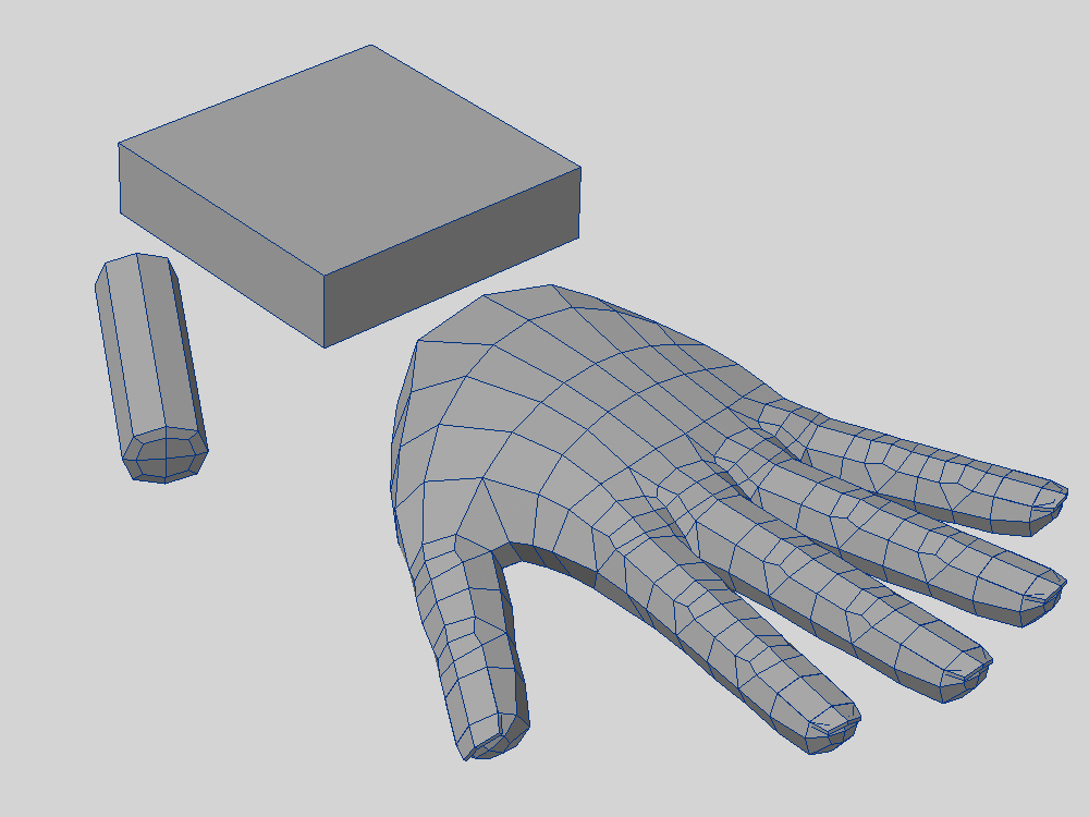 円柱とボックスからモデリングした手