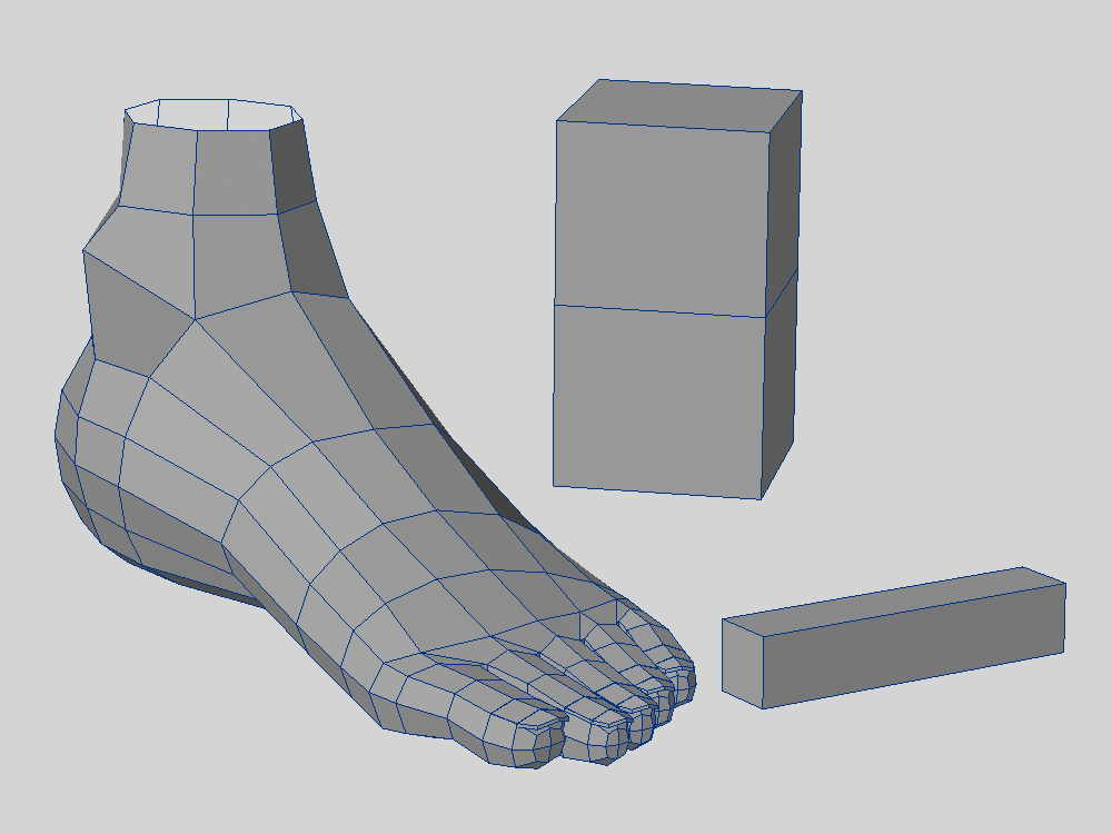 二つのボックスからモデリングした足