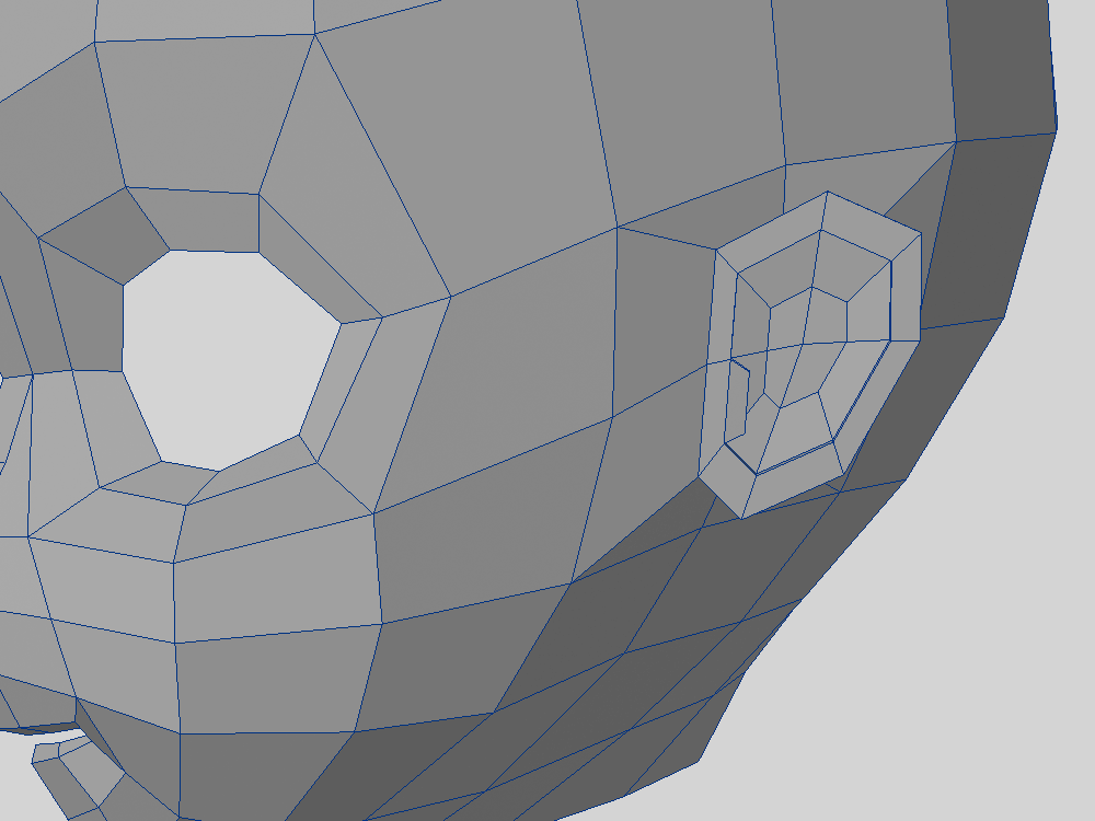 ローポリでモデリングした耳にモザイクがかかっている