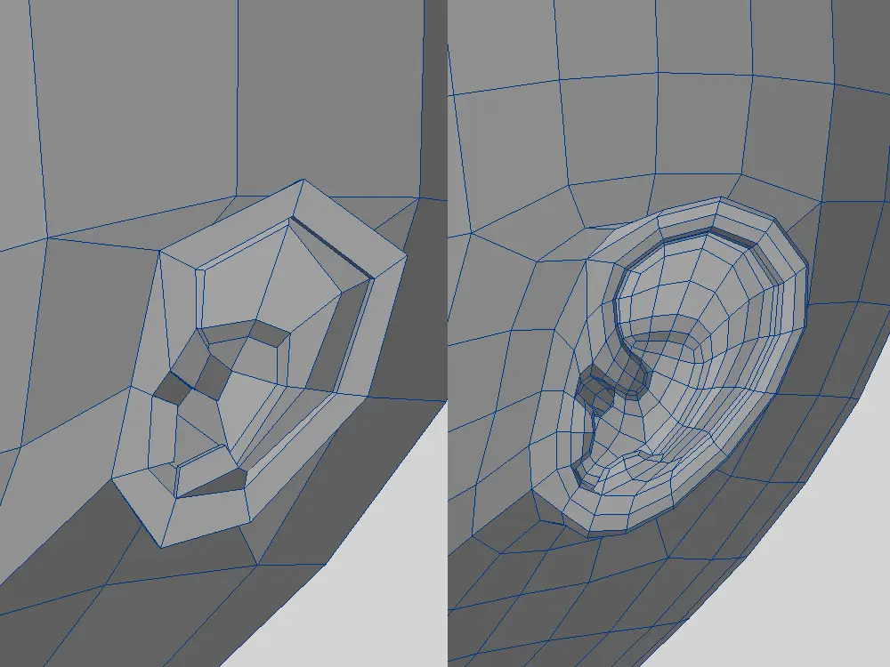 ローポリでリアルっぽくモデリングした耳