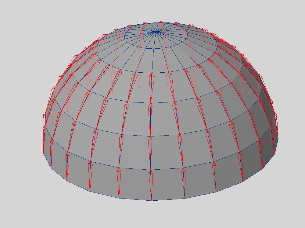半球の曲面に沿って並べられたボーン