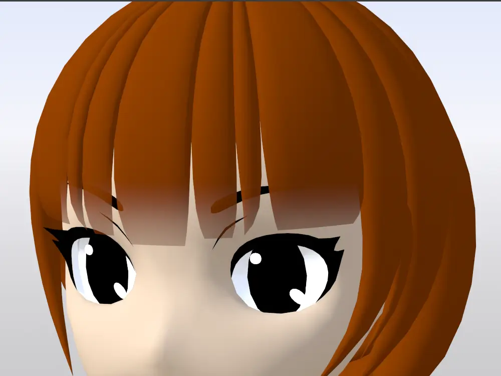 前髪の毛先を少しだけ透明にしてまゆ毛を透過